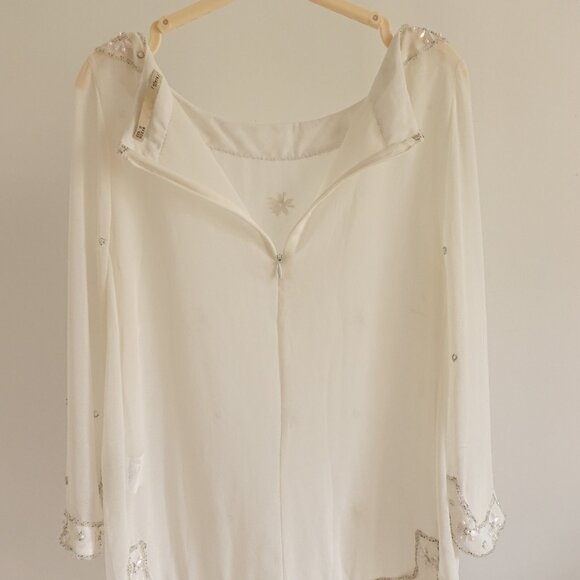 Sfera Elegant Beaded Off-white Chic Blouse - Size S - Picture 4 of 14